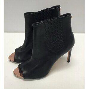 Ted Baker Women's 40.5 Larizen Peep Toe Ankle Bootie Black Boots US 10